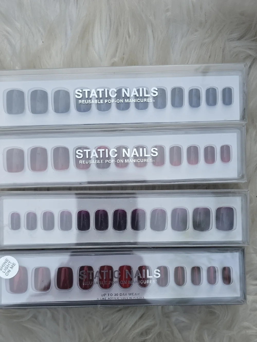 Static Nails Short Square Of Four Sets Bundle New